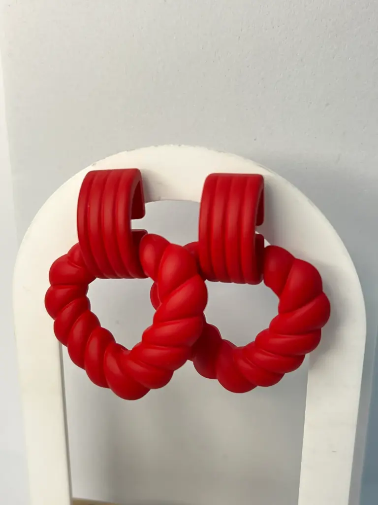 [ZIBA-042] Zarcillos Rojos en Espiral Texturizados