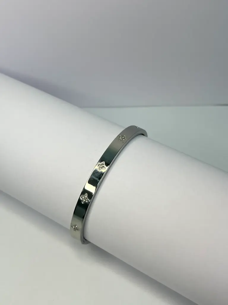 [ZIBA-032] Pulsera Plateada con Fila de Diamantes